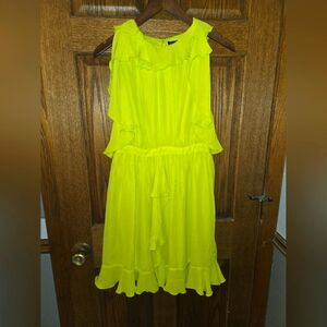 Prabal Gurung x Target Knee Length Lime Green Ruffled Dress, sz 6